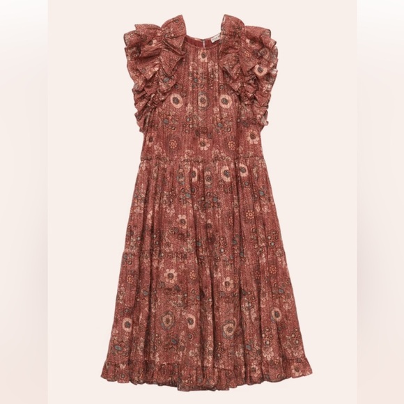 Ulla Johnson Adele Mini Dress Rose Bud Size 16 Floral Ruffle Sleeve Knee Length - Picture 2 of 14